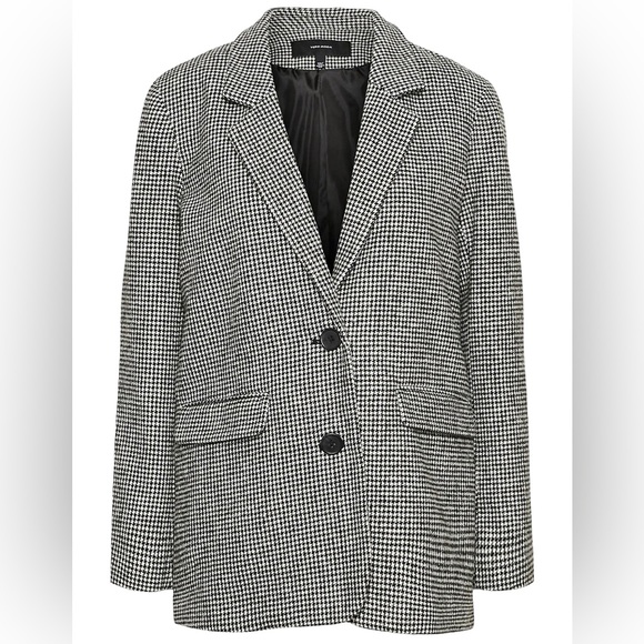 Plaid Loose Fit Houndstooth Single Breasted Wool Blend Blazer XL - Picture 1 of 16